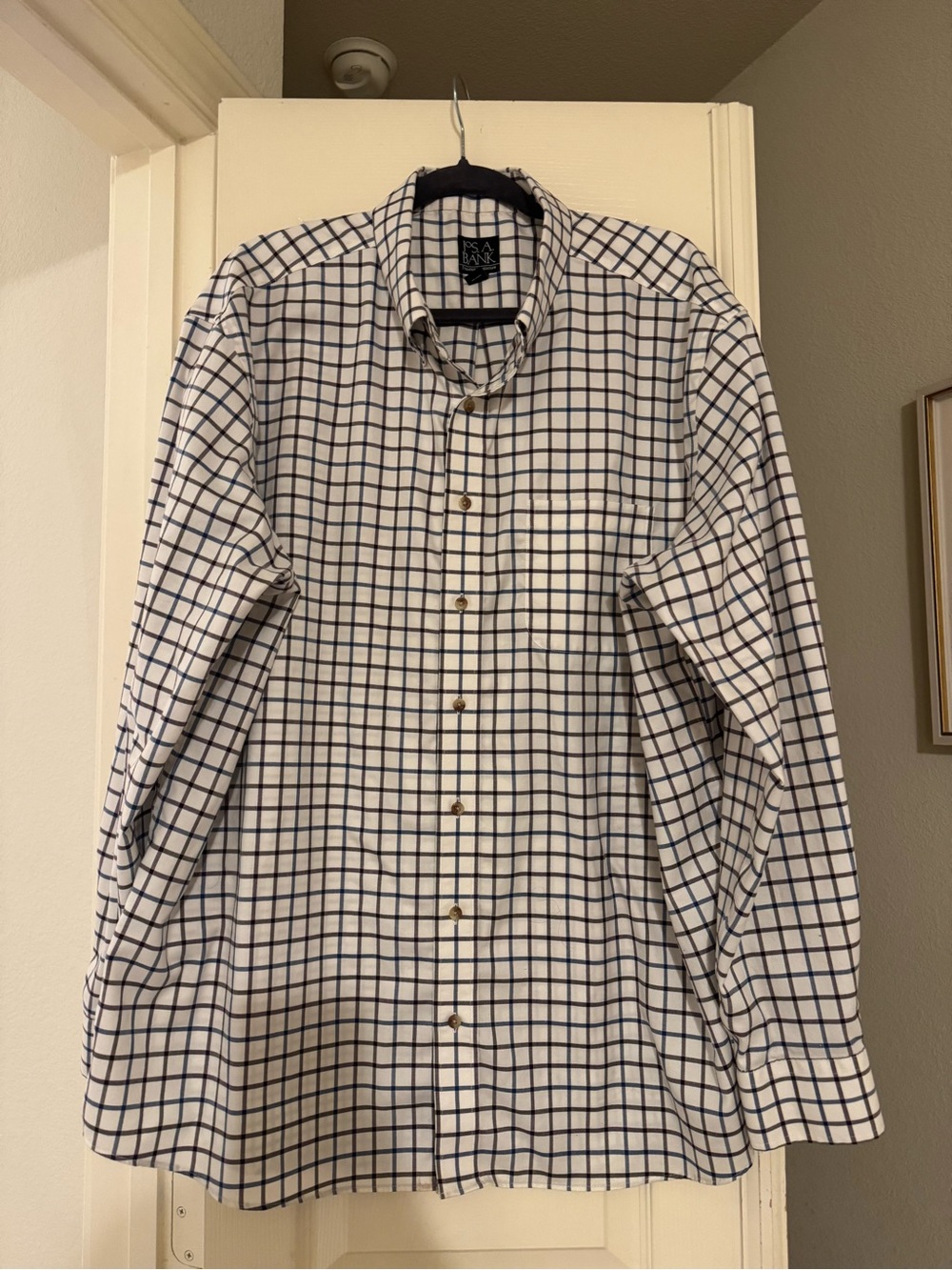 Jos. A. Bank Brown, White and Navy Windowpane Dress Shirt